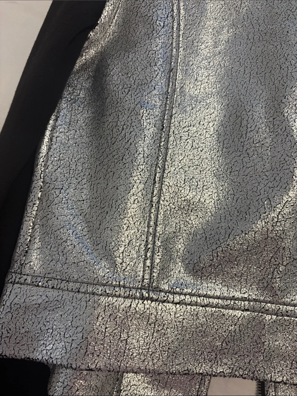 Metallic Silver & Black Moto Jacket
